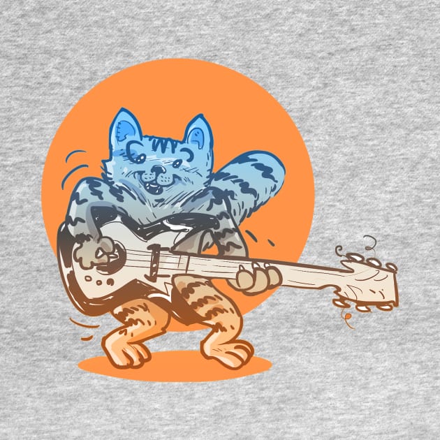 funny cat playing guitar cartoon by anticute